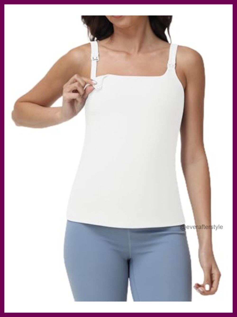 Nursing Tank Top Stretch Cami Built in Bra Maternity Breastfeeding Slim Fit